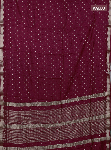 Semi chanderi saree wine shade and bottle green with allover zari woven buttas and zari woven border