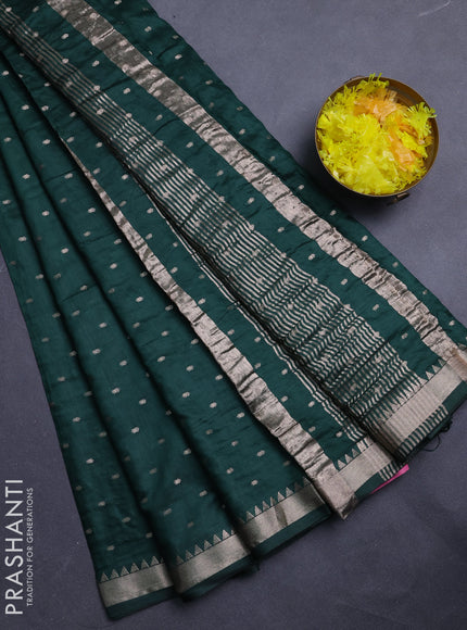 Semi chanderi saree bottle green and light pink with allover zari woven buttas and zari woven border
