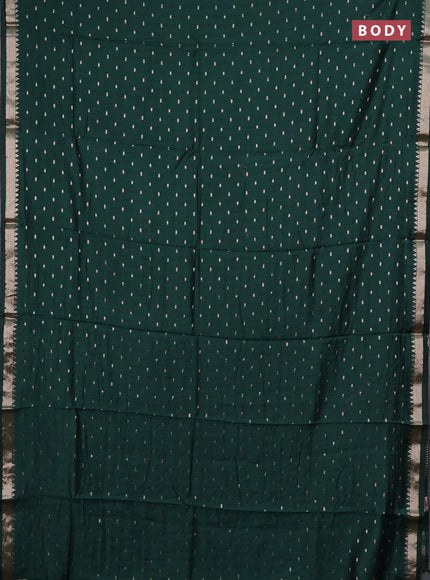 Semi chanderi saree bottle green and light pink with allover zari woven buttas and zari woven border