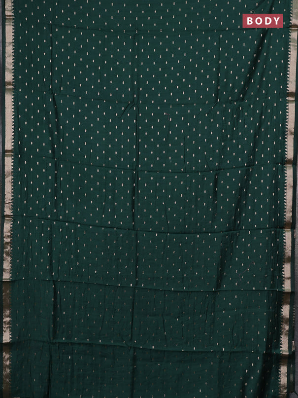 Semi chanderi saree bottle green and light pink with allover zari woven buttas and zari woven border