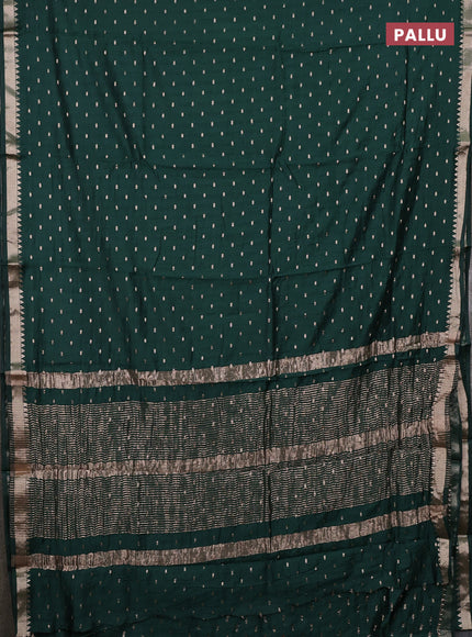 Semi chanderi saree bottle green and light pink with allover zari woven buttas and zari woven border