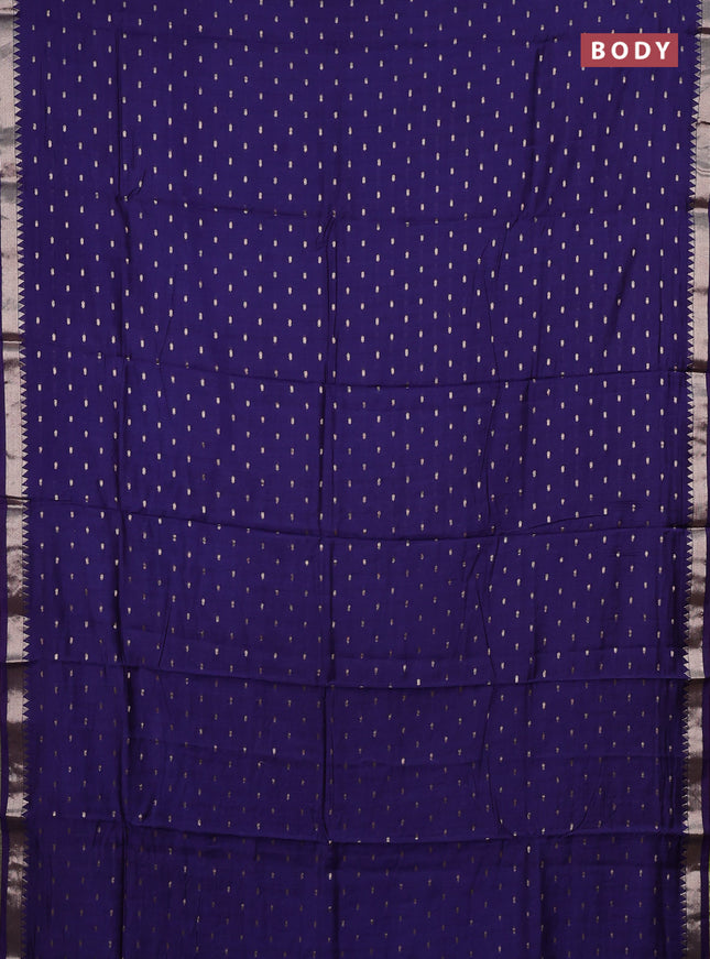 Semi chanderi saree navy blue and light green with allover zari woven buttas and zari woven border