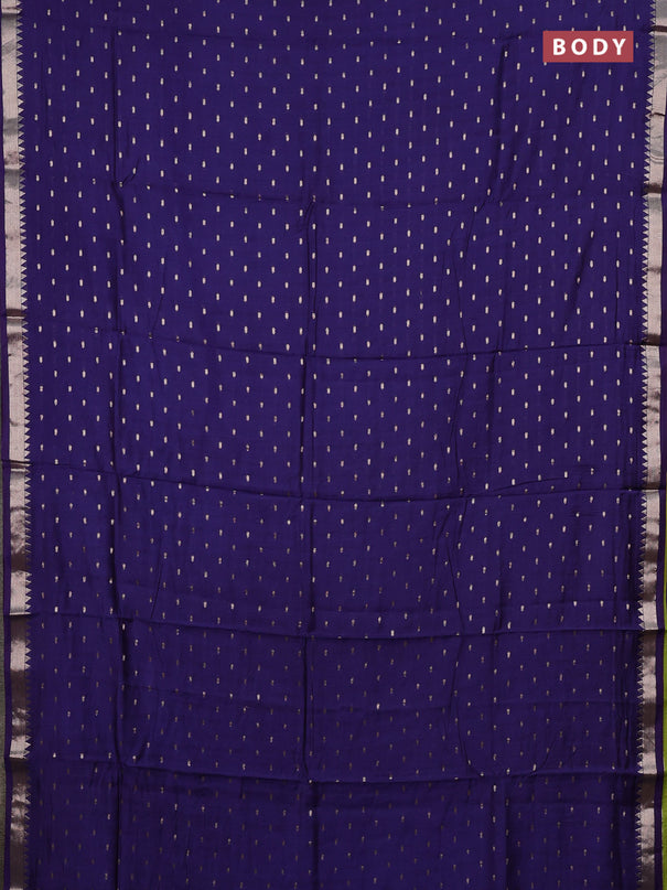Semi chanderi saree navy blue and light green with allover zari woven buttas and zari woven border