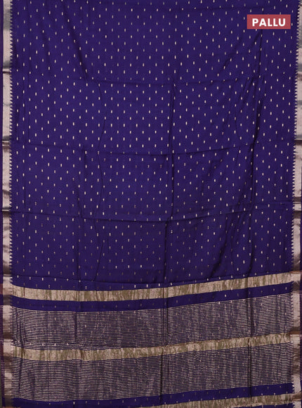 Semi chanderi saree navy blue and light green with allover zari woven buttas and zari woven border