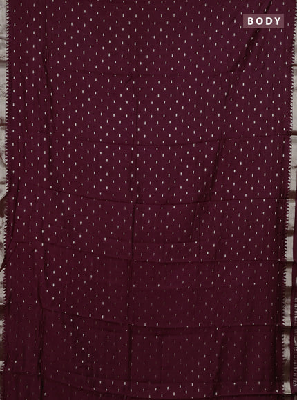 Semi chanderi saree deep wine and rust shade with allover zari woven buttas and zari woven border