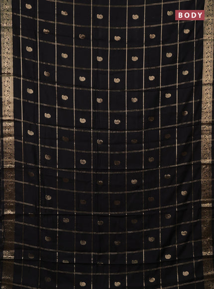 Semi chanderi saree black and maroon with allover zari checks & buttas and zari woven border