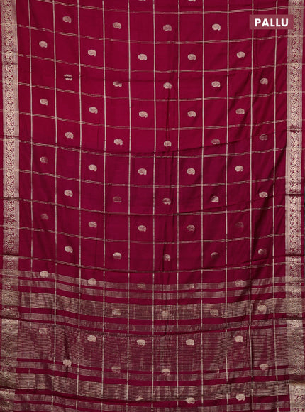 Semi chanderi saree maroon and green with allover zari checks & buttas and zari woven border