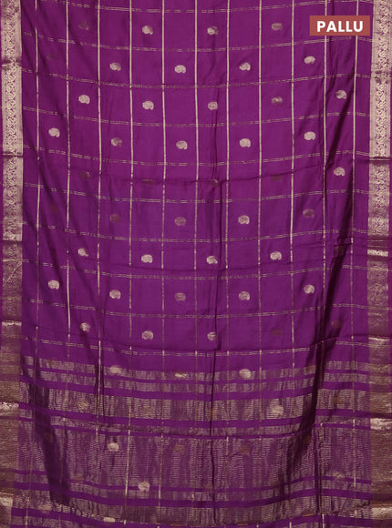 Semi chanderi saree purple and blue with allover zari checks & buttas and zari woven border