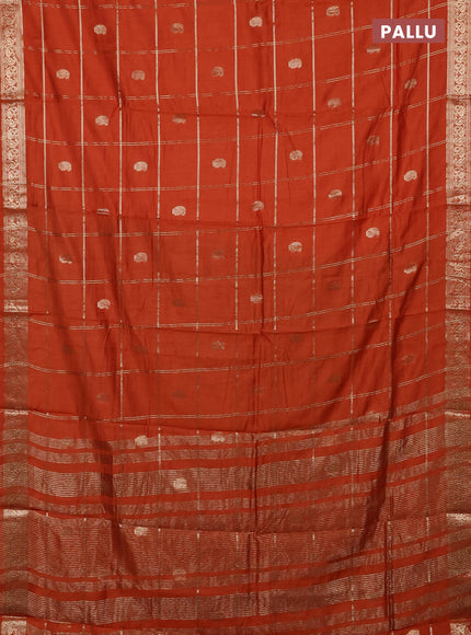 Semi chanderi saree rust shade and wine shade with allover zari checks & buttas and zari woven border