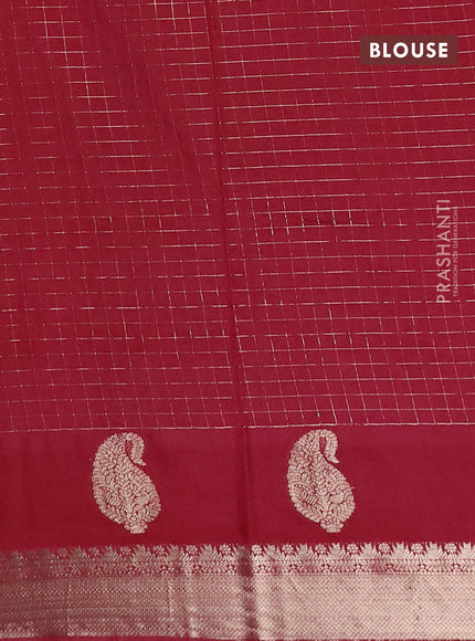 Semi chanderi saree rust shade and wine shade with allover zari checked pattern and zari woven paisley butta border