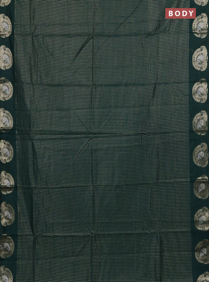 Semi chanderi saree green and light pink with allover small zari checked pattern and zari woven butta border