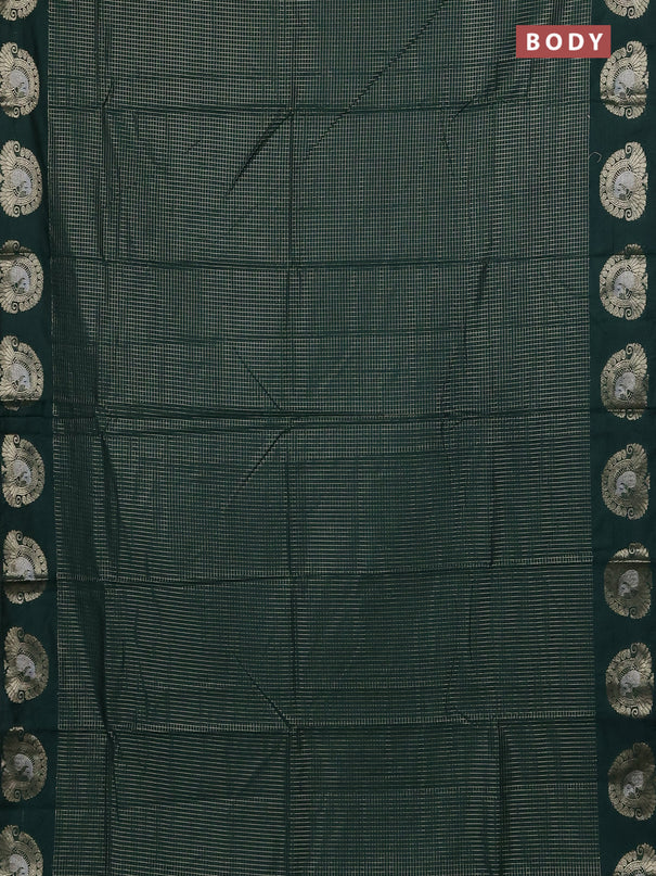Semi chanderi saree green and light pink with allover small zari checked pattern and zari woven butta border