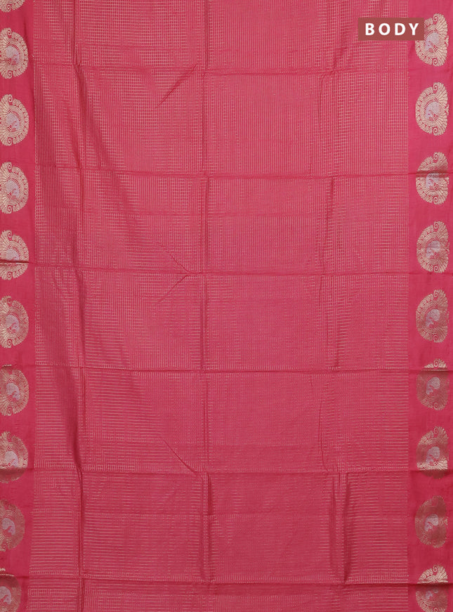 Semi chanderi saree light pink and violet with allover small zari checked pattern and zari woven butta border