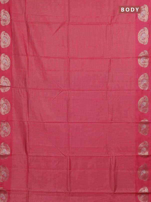 Semi chanderi saree light pink and violet with allover small zari checked pattern and zari woven butta border