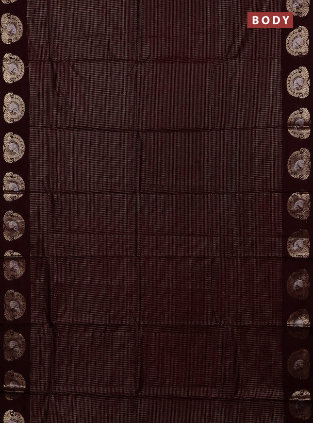Semi chanderi saree deep wine shade and rust shade with allover small zari checked pattern and zari woven butta border
