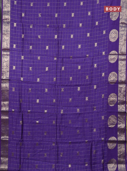 Semi chanderi saree violet and light green with allover zari checks & butta and zari woven butta border