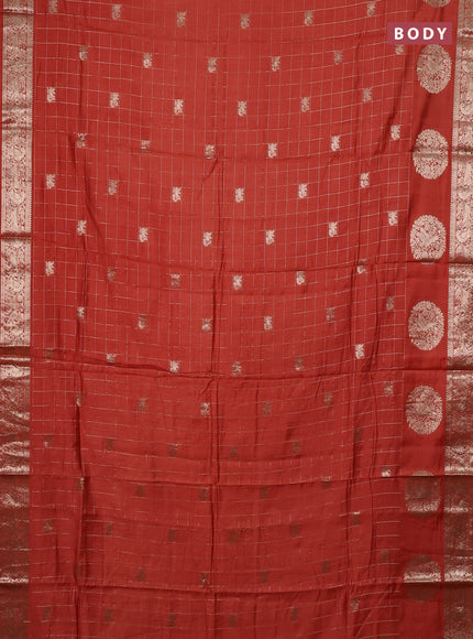 Semi chanderi saree rust shade and wine shade with allover zari checks & butta and zari woven butta border