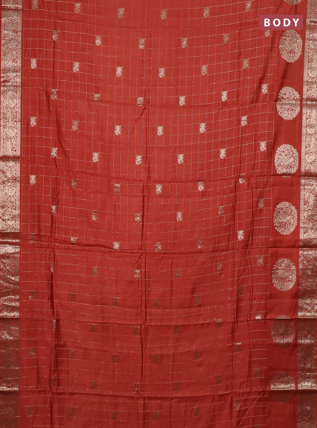 Semi chanderi saree rust shade and wine shade with allover zari checks & butta and zari woven butta border
