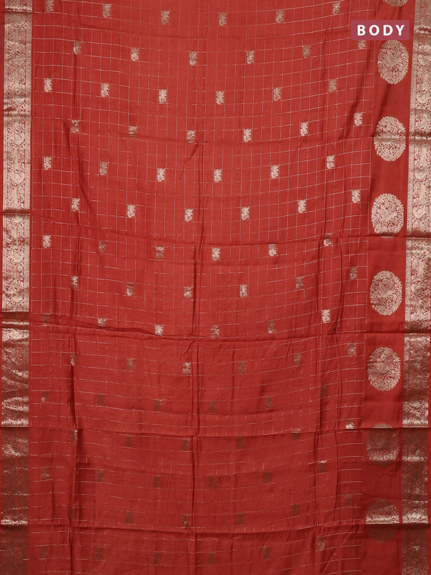 Semi chanderi saree rust shade and wine shade with allover zari checks & butta and zari woven butta border