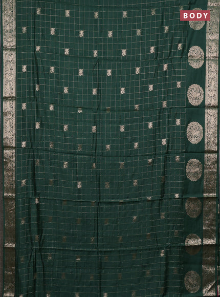 Semi chanderi saree green and light pink with allover zari checks & butta and zari woven butta border