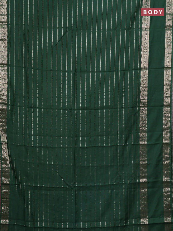 Semi chanderi saree green and pink with allover zari weaves and rettapet zari woven border