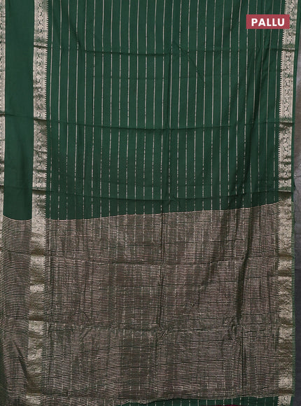 Semi chanderi saree green and pink with allover zari weaves and rettapet zari woven border