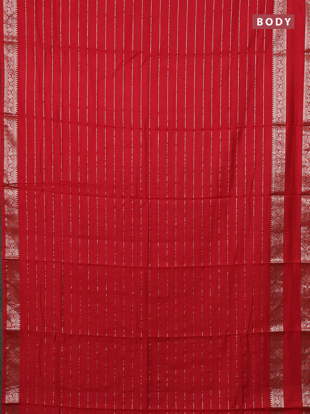 Semi chanderi saree red and violet with allover zari weaves and rettapet zari woven border