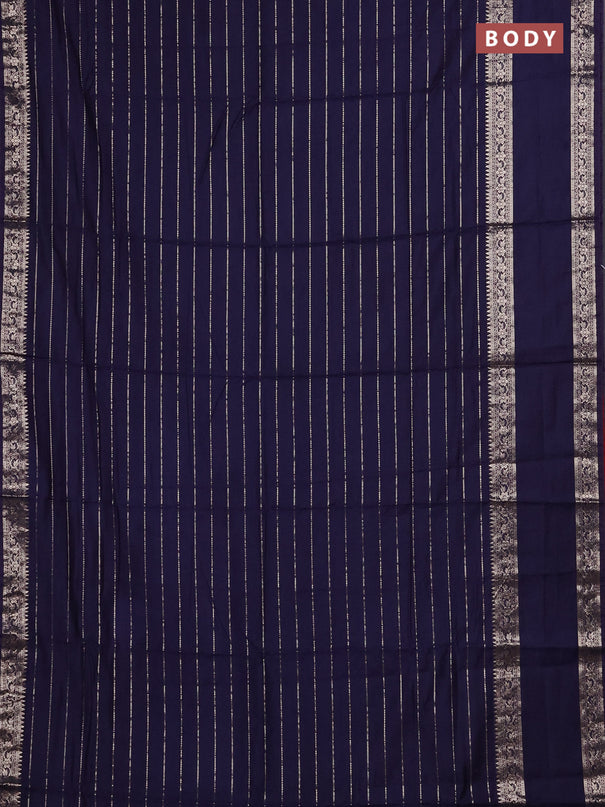 Semi chanderi saree navy blue and red with allover zari weaves and rettapet zari woven border