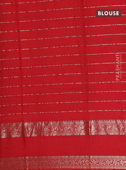 Semi chanderi saree navy blue and red with allover zari weaves and rettapet zari woven border