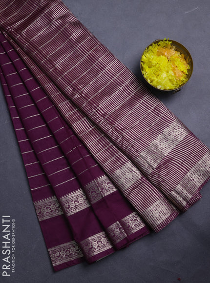 Semi chanderi saree wine shade and rust shade with allover zari weaves and rettapet zari woven border