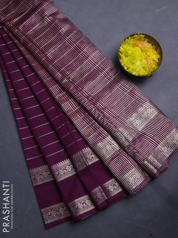 Semi chanderi saree wine shade and rust shade with allover zari weaves and rettapet zari woven border