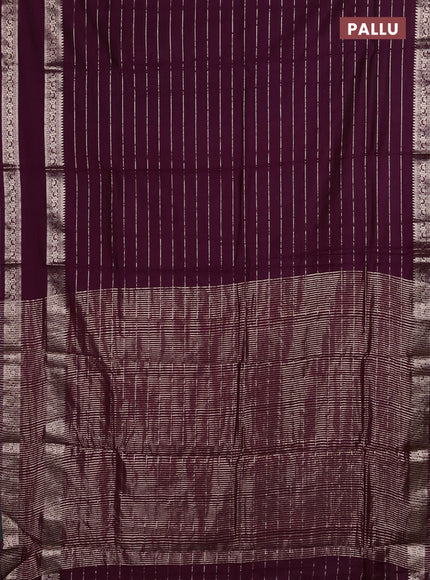 Semi chanderi saree wine shade and rust shade with allover zari weaves and rettapet zari woven border
