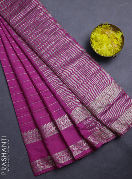 Semi chanderi saree pink and violet with allover zari weaves and rettapet zari woven border
