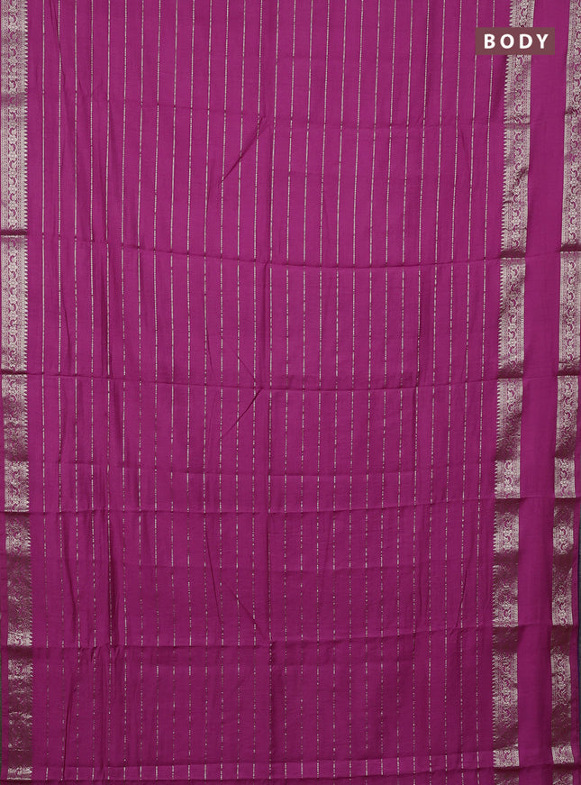 Semi chanderi saree pink and violet with allover zari weaves and rettapet zari woven border