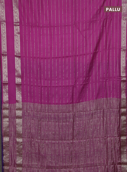 Semi chanderi saree pink and violet with allover zari weaves and rettapet zari woven border
