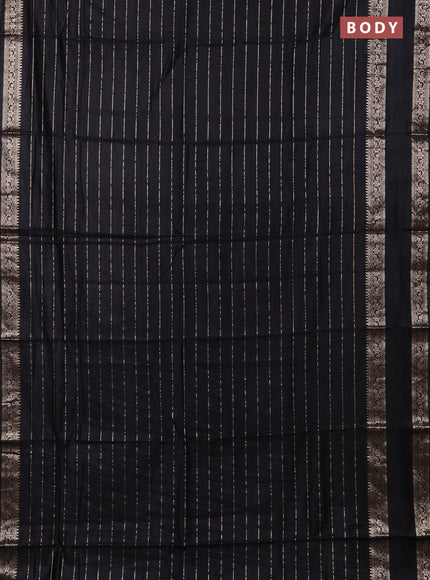 Semi chanderi saree black and maroon with allover zari weaves and rettapet zari woven border