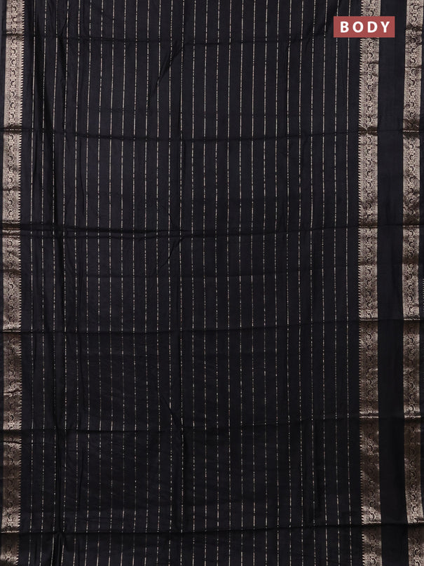 Semi chanderi saree black and maroon with allover zari weaves and rettapet zari woven border