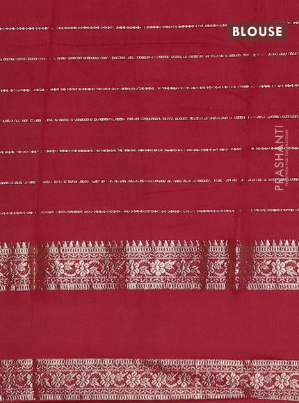 Semi chanderi saree black and maroon with allover zari weaves and rettapet zari woven border