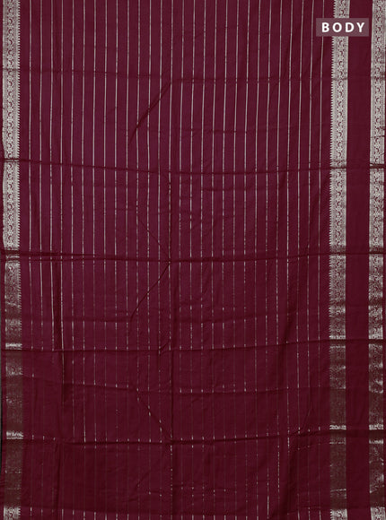 Semi chanderi saree maroon and black with allover zari weaves and rettapet zari woven border