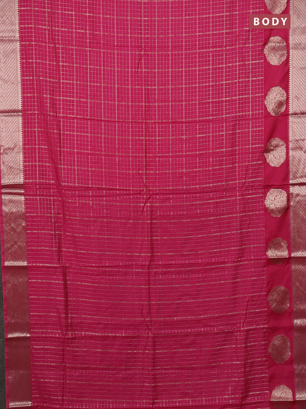 Semi chanderi saree mauve pink and violet with allover zari checked pattern and zari woven butta border