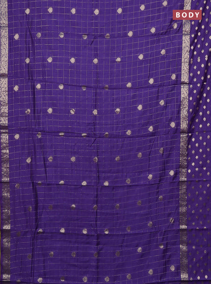 Semi chanderi saree violet and light green with allover zari checks & buttas and zari woven butta border