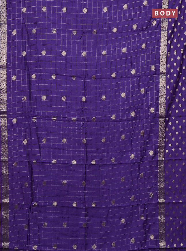 Semi chanderi saree violet and light green with allover zari checks & buttas and zari woven butta border