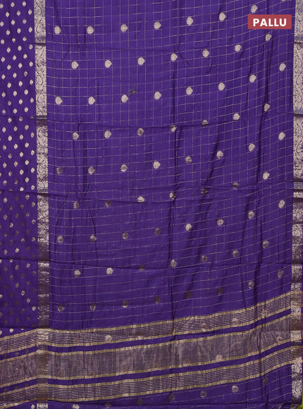 Semi chanderi saree violet and light green with allover zari checks & buttas and zari woven butta border