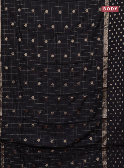 Semi chanderi saree black and light pink with allover zari checks & buttas and zari woven butta border