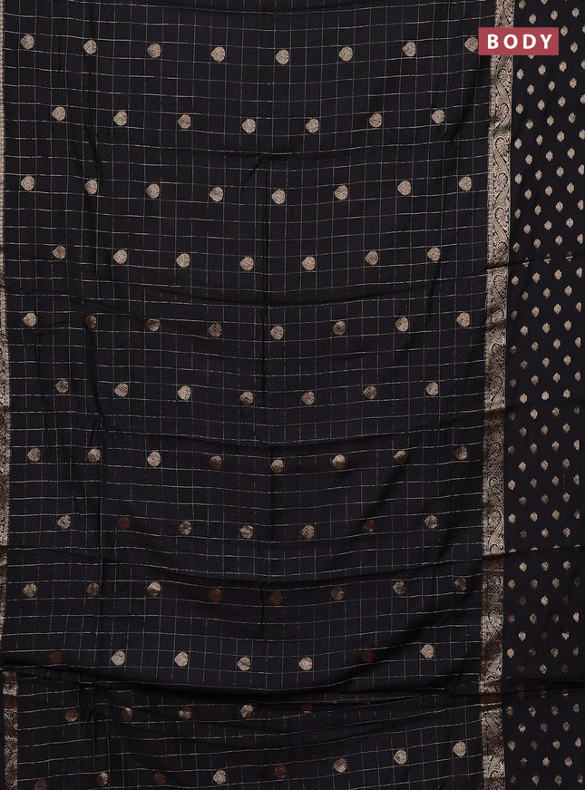Semi chanderi saree black and light pink with allover zari checks & buttas and zari woven butta border