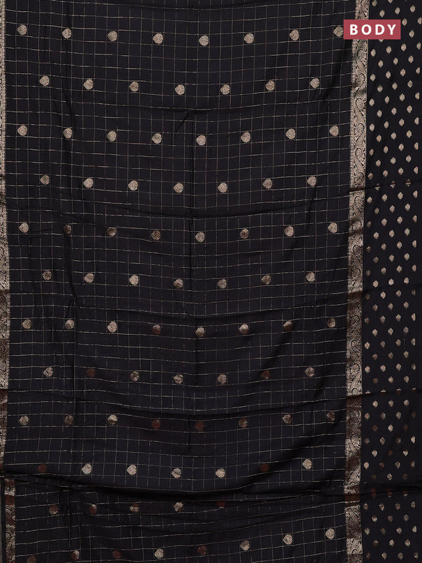 Semi chanderi saree black and light pink with allover zari checks & buttas and zari woven butta border