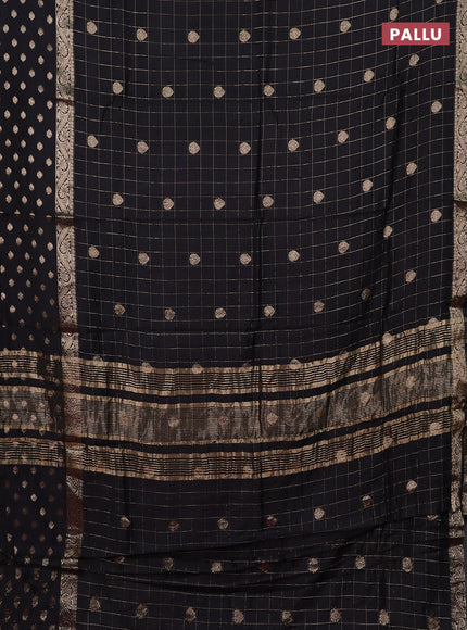 Semi chanderi saree black and light pink with allover zari checks & buttas and zari woven butta border