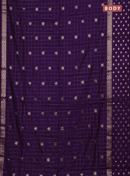 Semi chanderi saree violet and light green with allover zari checks & buttas and zari woven butta border