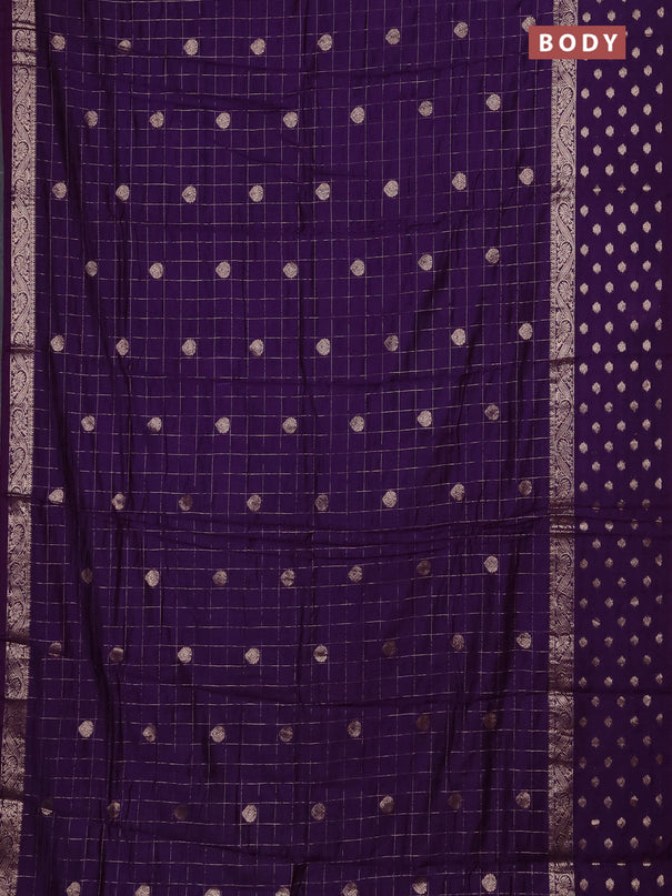 Semi chanderi saree violet and light green with allover zari checks & buttas and zari woven butta border