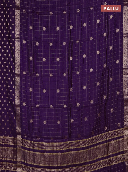 Semi chanderi saree violet and light green with allover zari checks & buttas and zari woven butta border